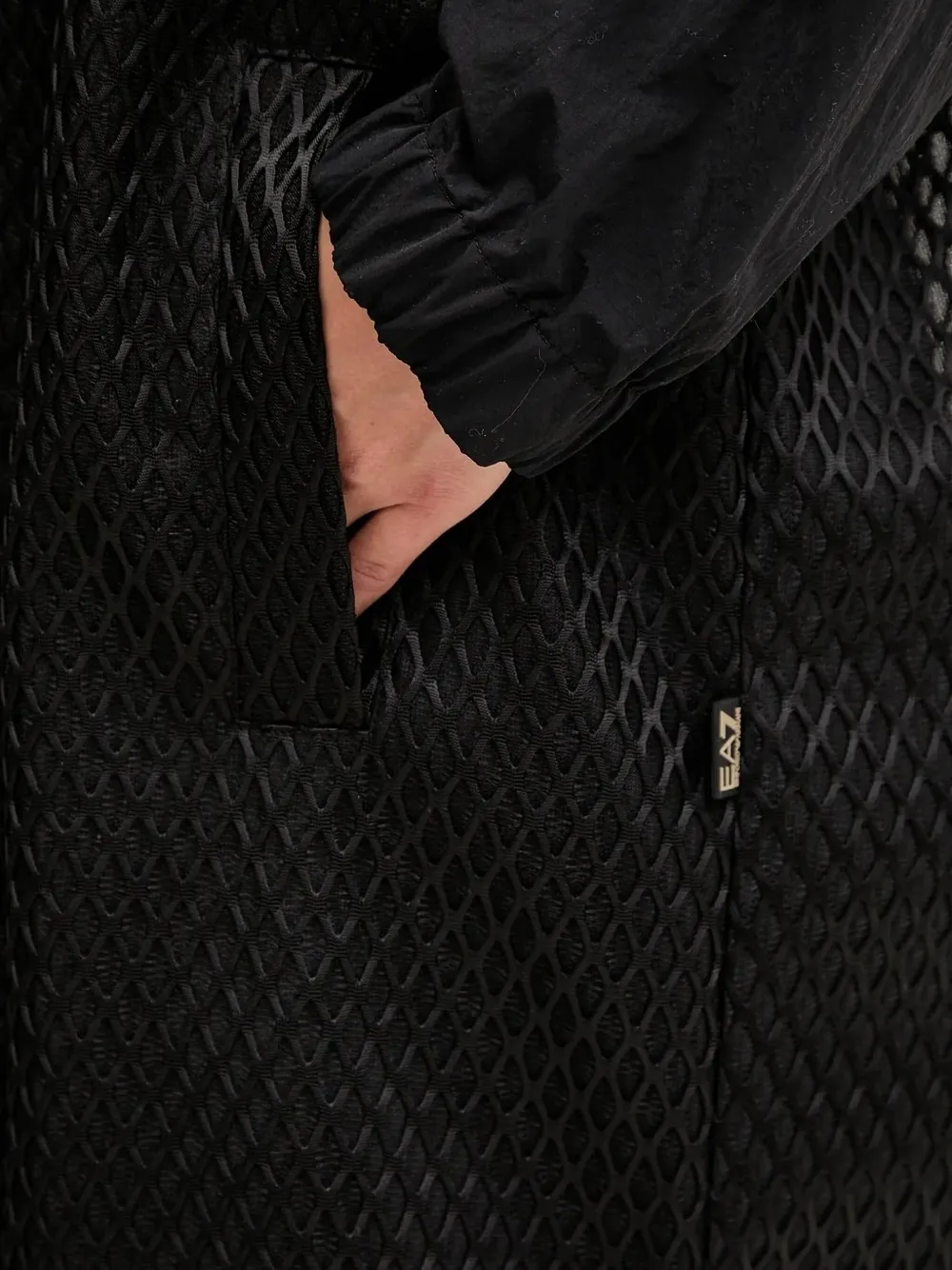 Ea7 Mesh-panel Trench Coat In Black