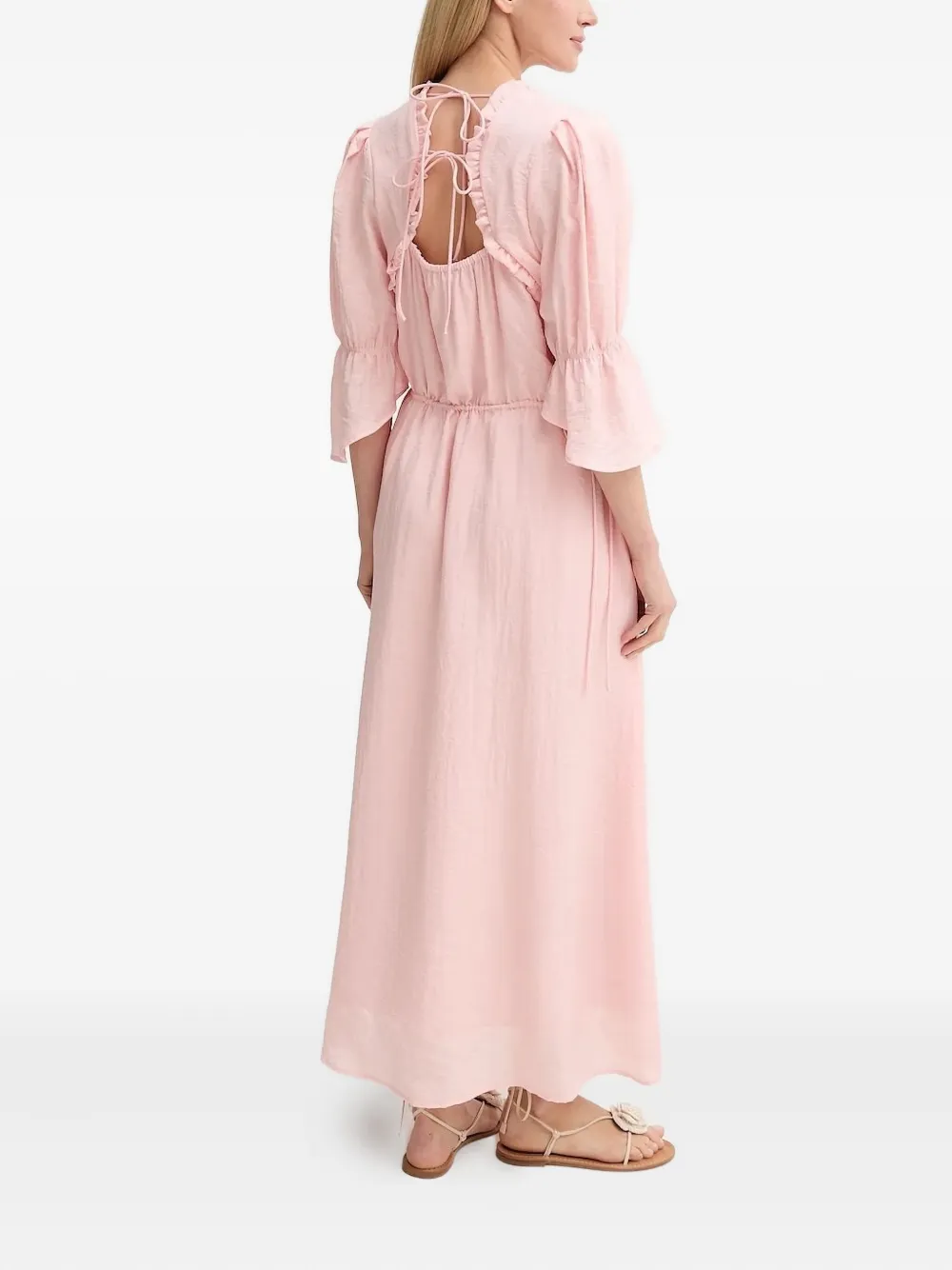 Bruuns Bazaar ArecaBBLusiel midi-jurk met pofmouwen - Roze
