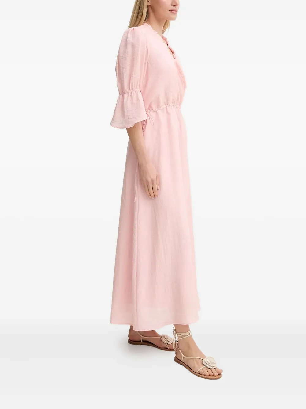 Bruuns Bazaar ArecaBBLusiel midi-jurk met pofmouwen Roze