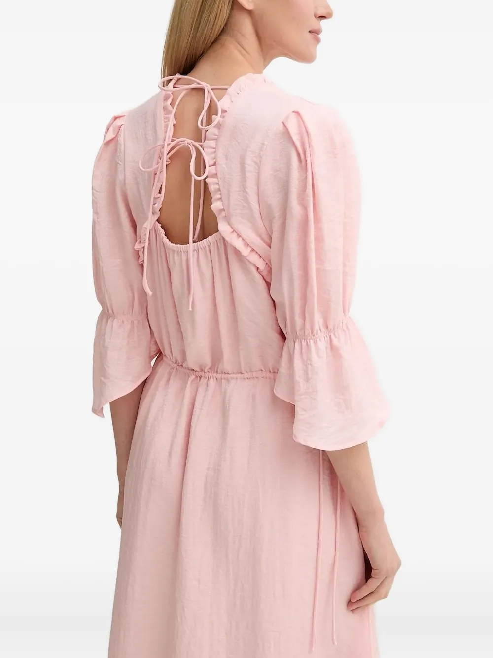 Bruuns Bazaar ArecaBBLusiel midi-jurk met pofmouwen Roze