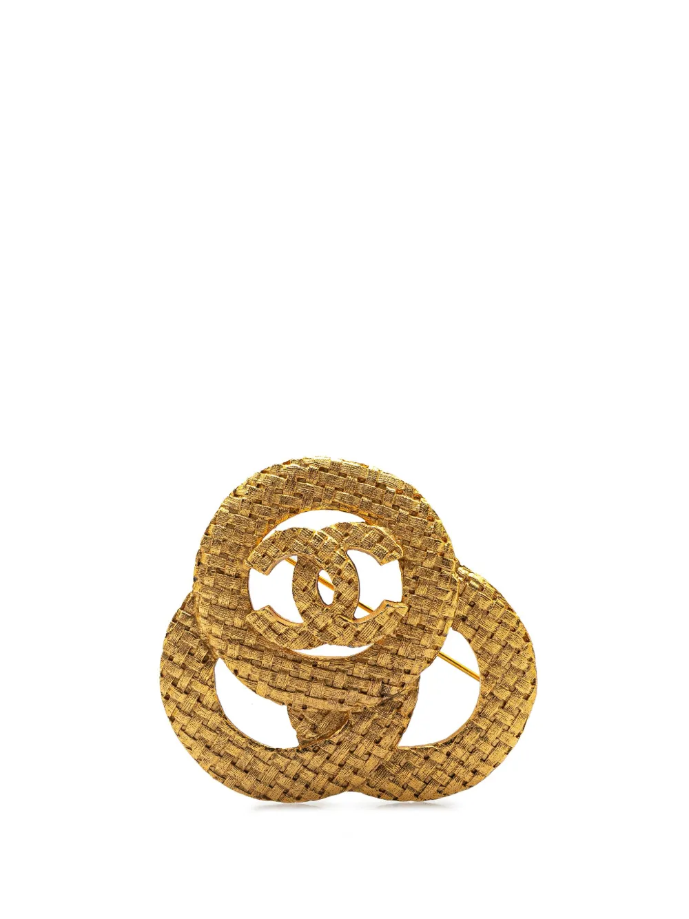 CHANEL Pre-Owned 1980-1990 Gold Plated CC Triple Circle Brooch costume CHANEL Pre-Owned 1980-1990 Gold Plated CC Triple Circle Brooch costume