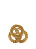 CHANEL Pre-Owned 1980-1990 Gold Plated CC Triple Circle Brooch costume brooch