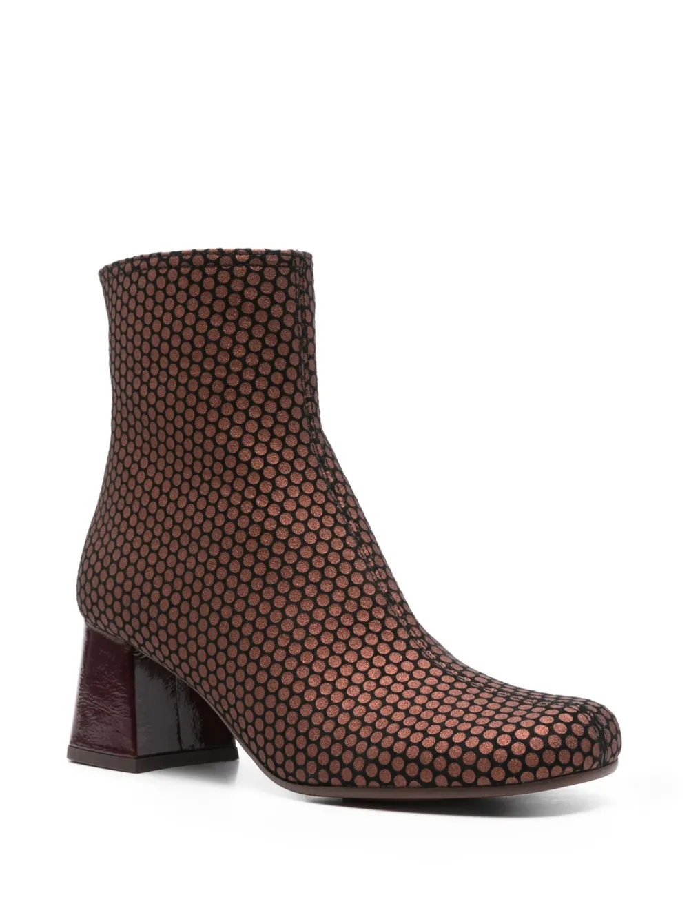 Chie Mihara 60mm perforated leather block-heel boots Brown
