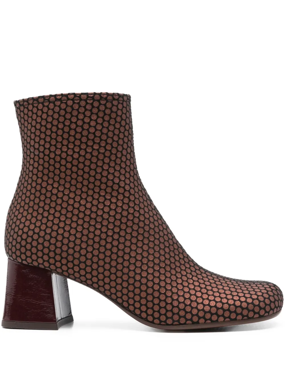 Chie Mihara 60mm perforated leather block-heel boots Brown