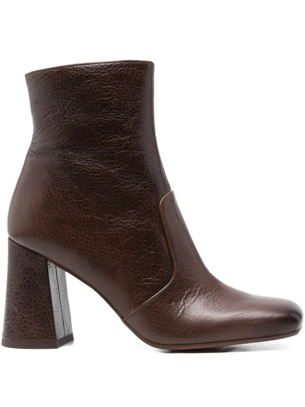 Chie Mihara 85mm leather block-heel ankle boots Brown