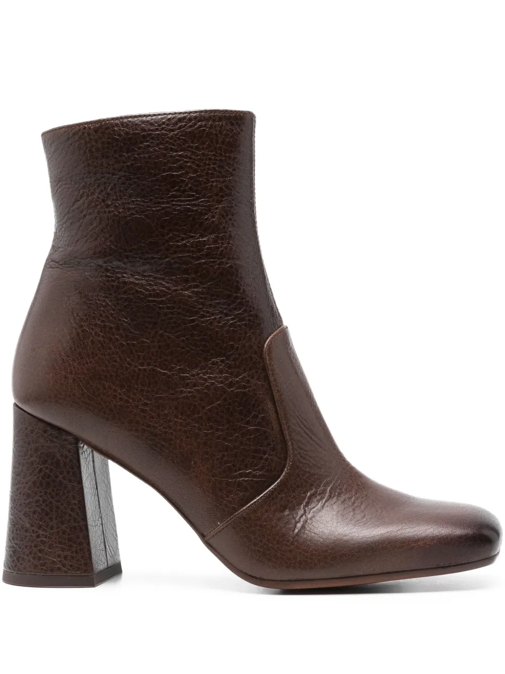 Chie Mihara 85mm leather block-heel ankle boots Brown