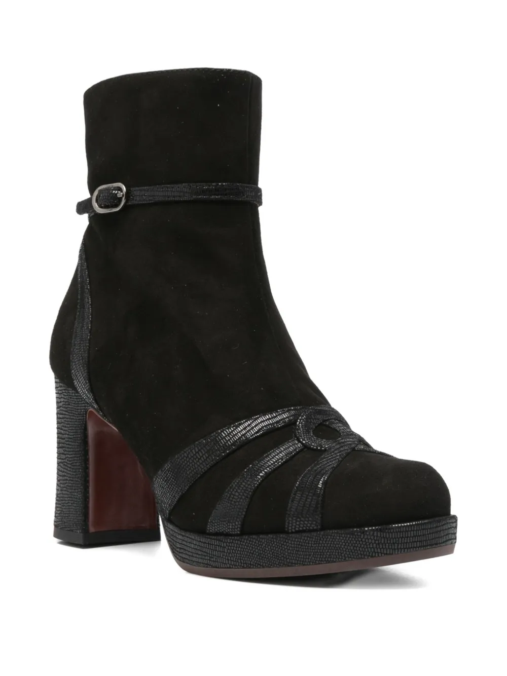 Chie Mihara 80mm buckle-strap suede boots Black