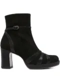 Chie Mihara 80mm buckle-strap suede boots - Black