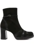 Chie Mihara 80mm buckle-strap suede boots - Black