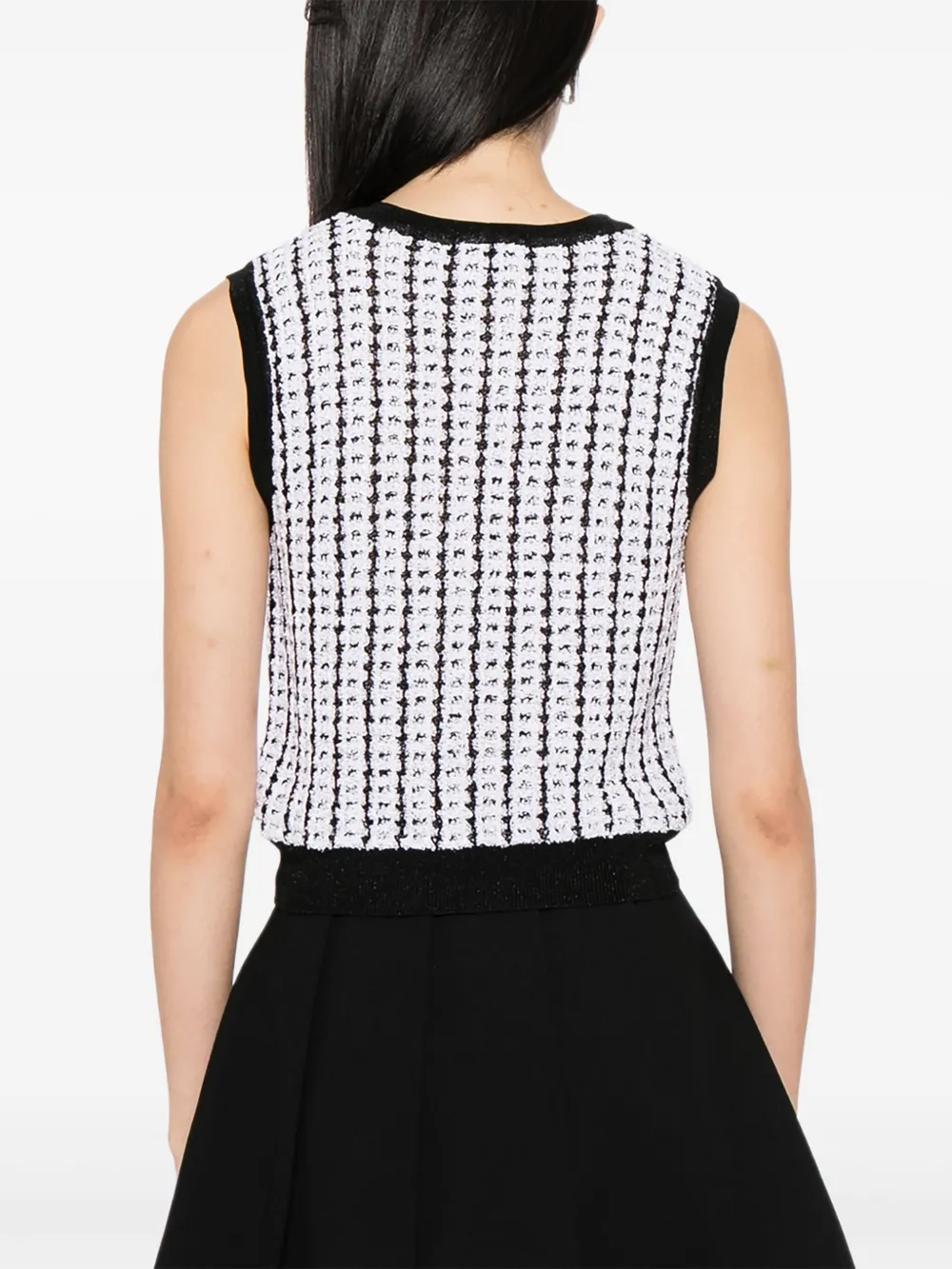 Pre-owned Chanel 1997 Sleeveless Vest Sweater Top In White