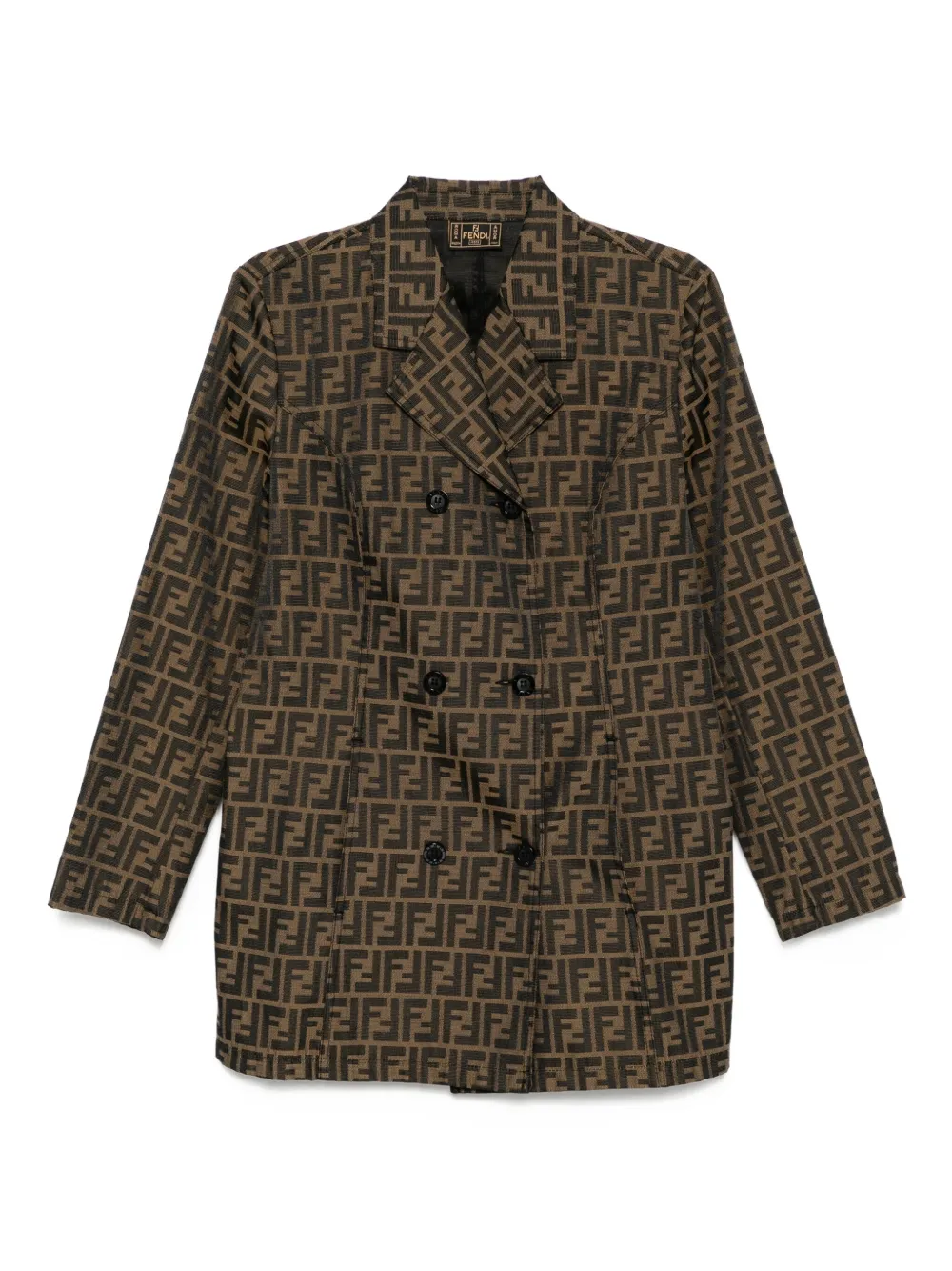 Fendi Pre-Owned abrigo Zucca con doble botonadura 1990-2000 | marrón | Image 1