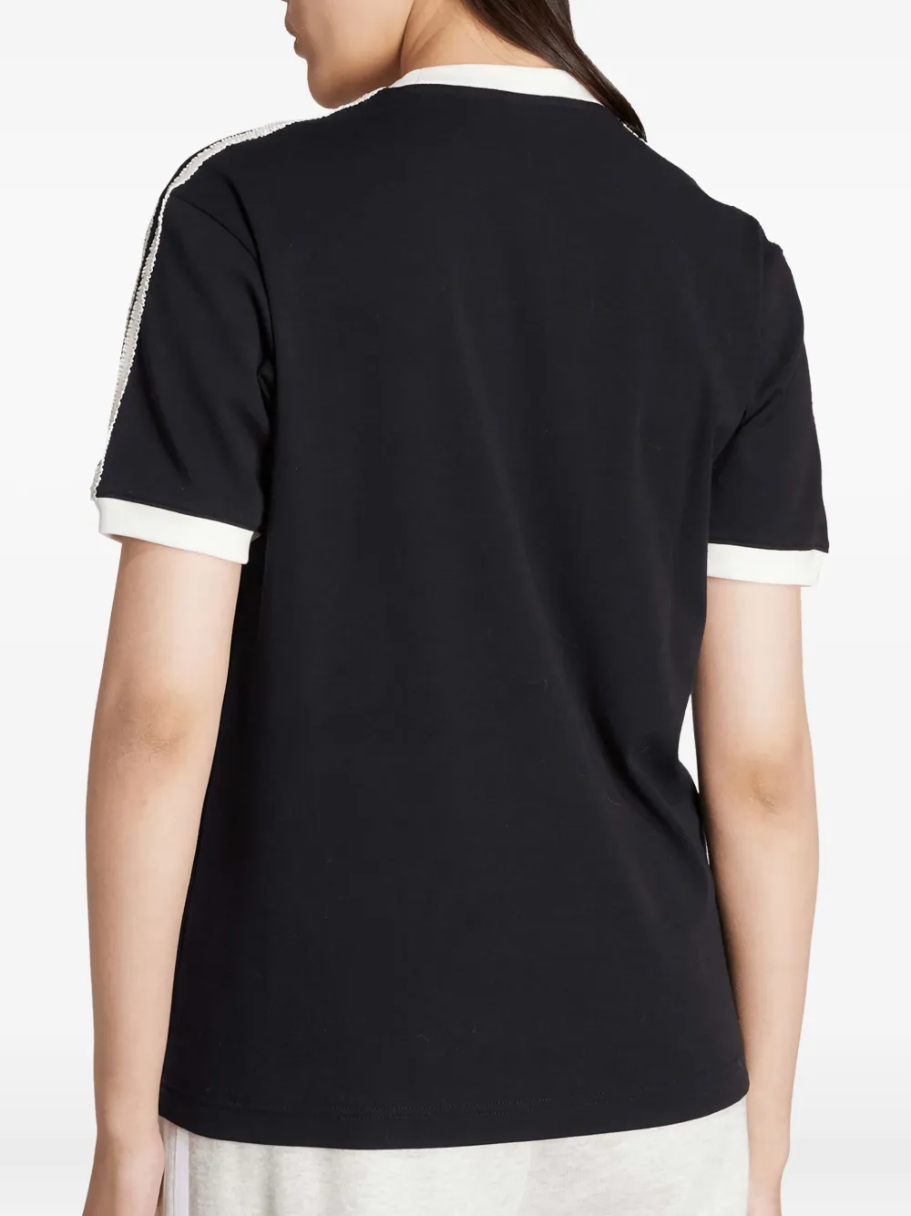 adidas T-shirt met drie strepen en ruches Zwart