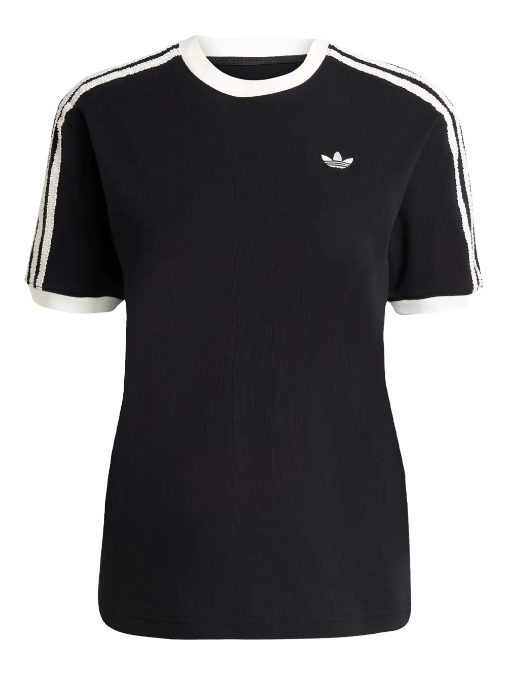adidas T-shirt met drie strepen en ruches Zwart