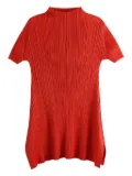 Pleats Please Issey Miyake Monthly Colors:July pleated short-sleeve tunic - Red