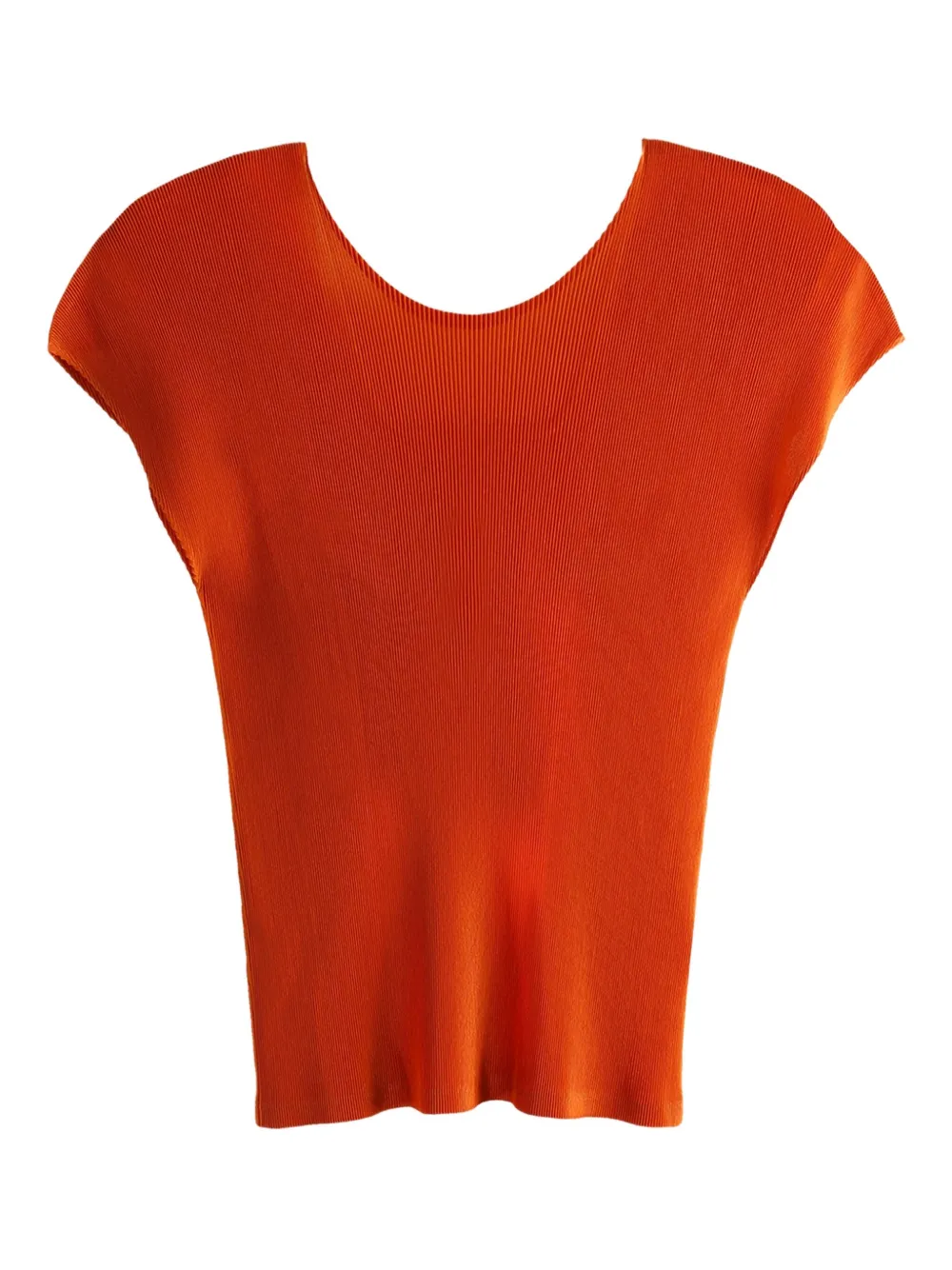 Pleats Please Issey Miyake short-sleeve pleated top Oranje