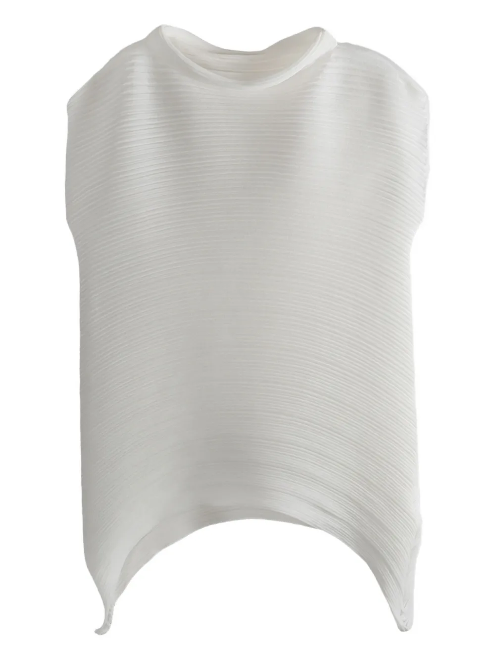 Pleats Please Issey Miyake asymmetrical-hem pleated top Wit