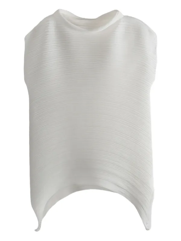 Pleats Please Issey Miyake asymmetrical-hem Pleated Top | ホワイト