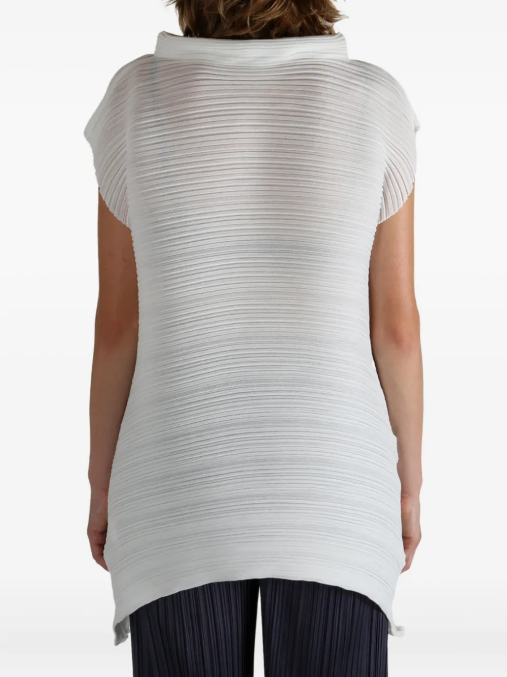Pleats Please Issey Miyake asymmetrical-hem pleated top Wit