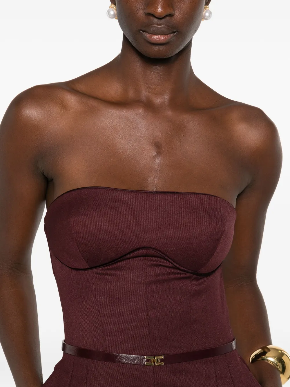 Elisabetta Franchi Strapless geplooid jumpsuit Rood