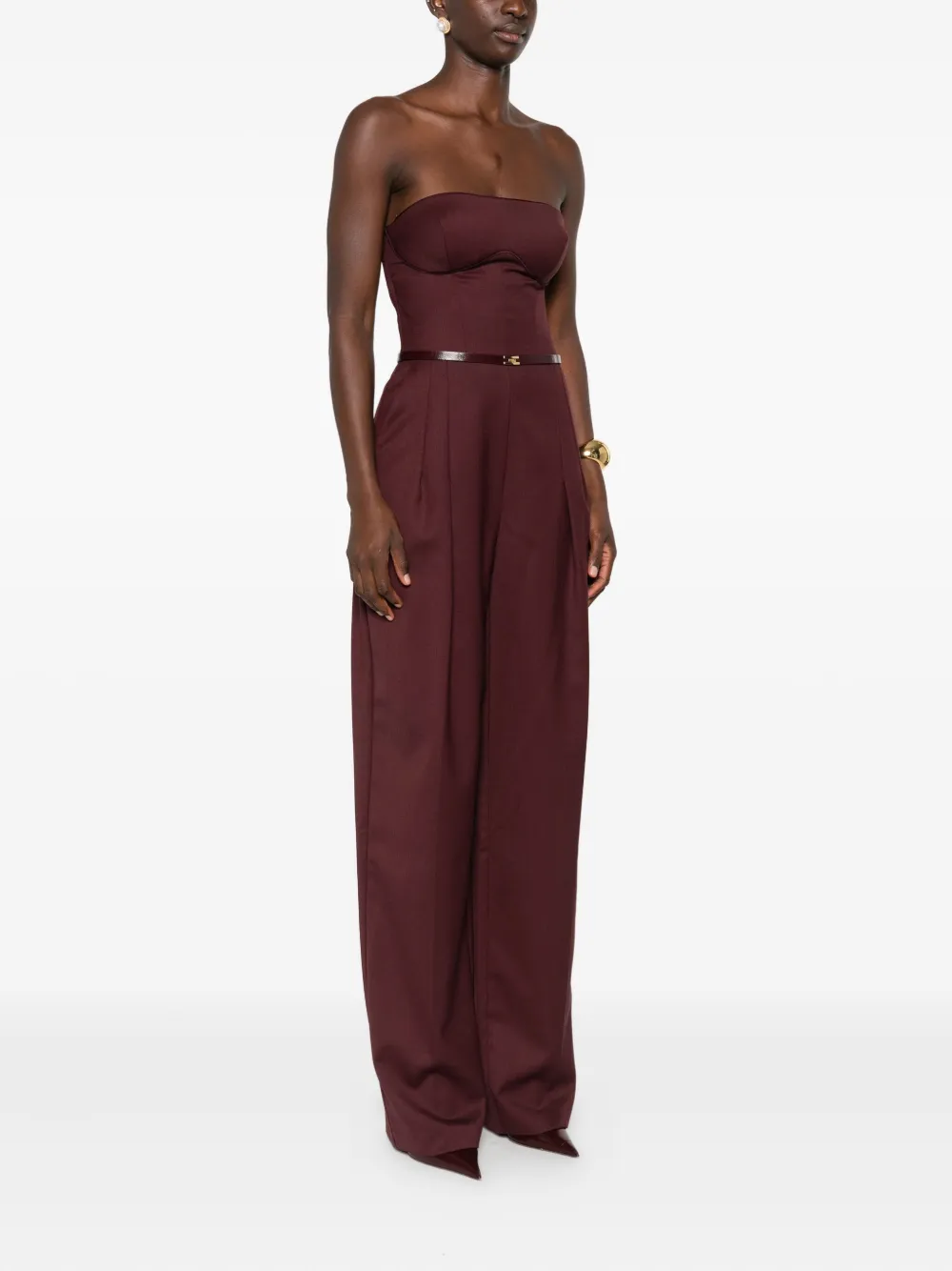 Elisabetta Franchi Strapless geplooid jumpsuit Rood