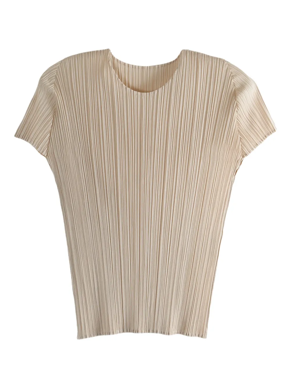 Pleats Please Issey Miyake short-sleeve pleated top Beige