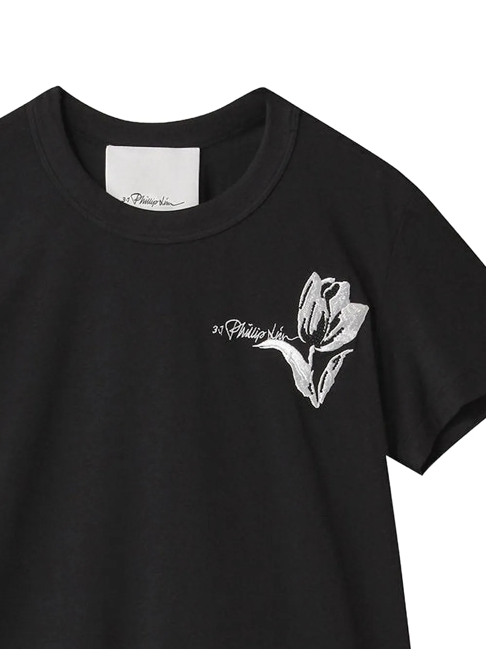  3.1 Phillip Lim Tulip-embroidered Short-sleeve Top - Black 