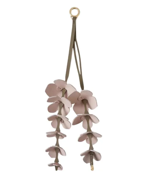 Mulberry flower-embellished leather keyring