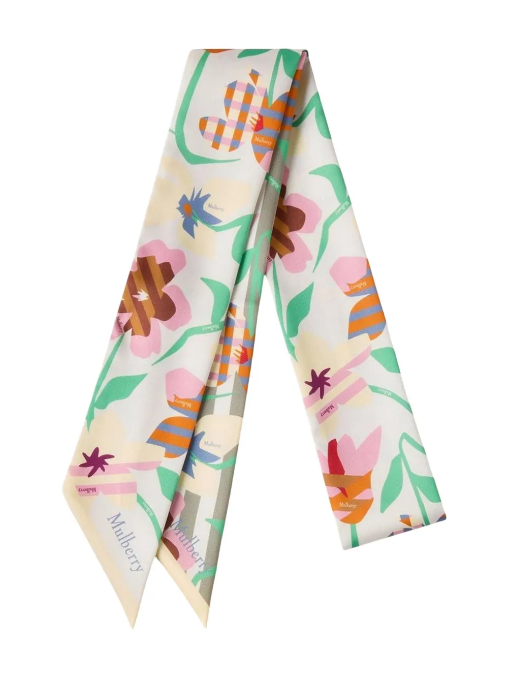 Mulberry Floral-print Scarf In Gray