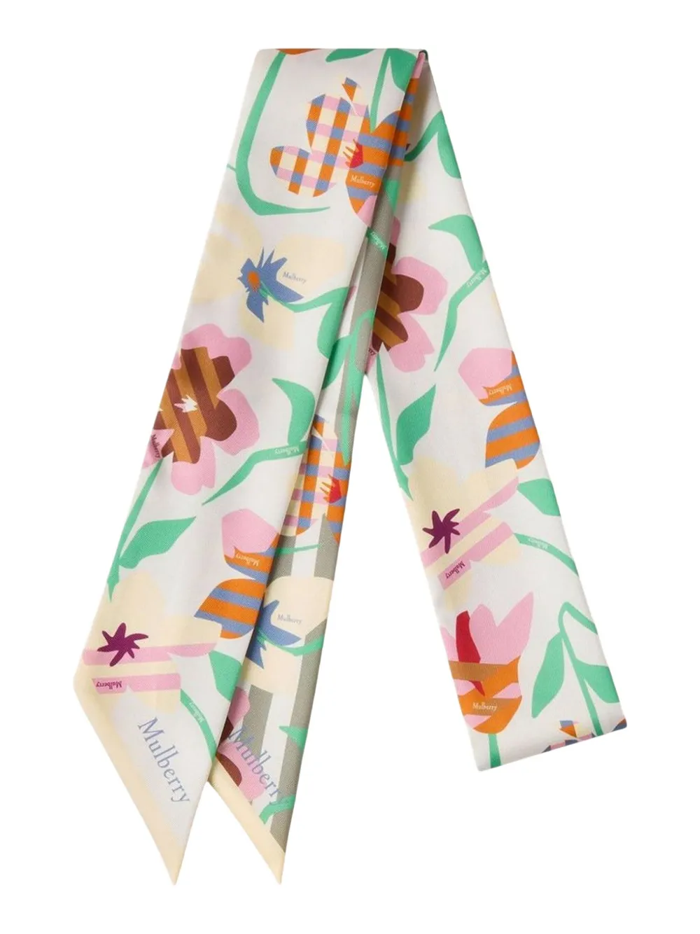 Mulberry Floral-print Scarf In Gray