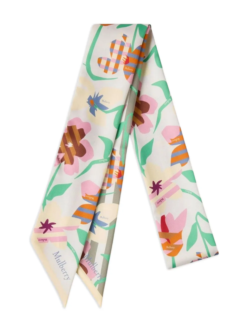 Mulberry floral-print scarf | White | Image 1