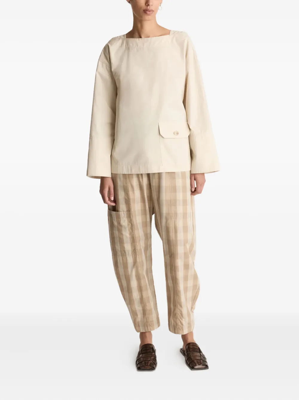 Lee Mathews Lyle Checked Trousers In Neutral