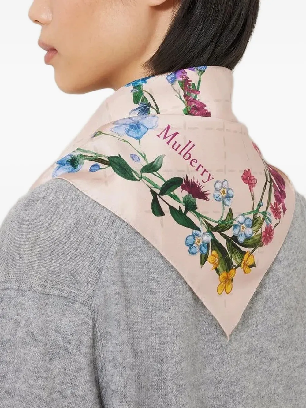 Mulberry Floral-print Silk Scarf In Pink