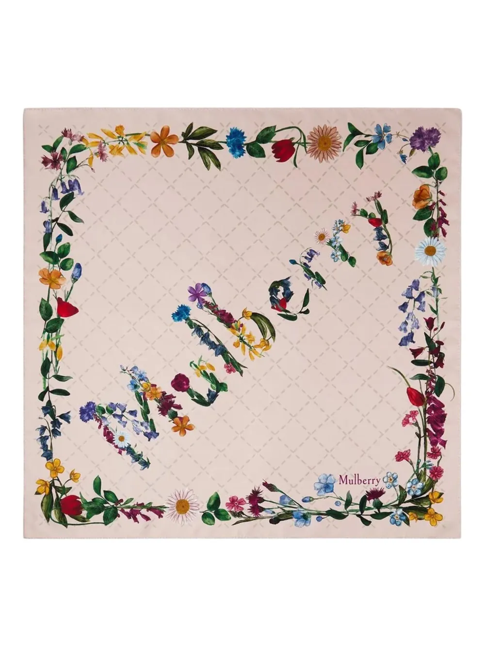 Mulberry Floral-print Silk Scarf In Pink