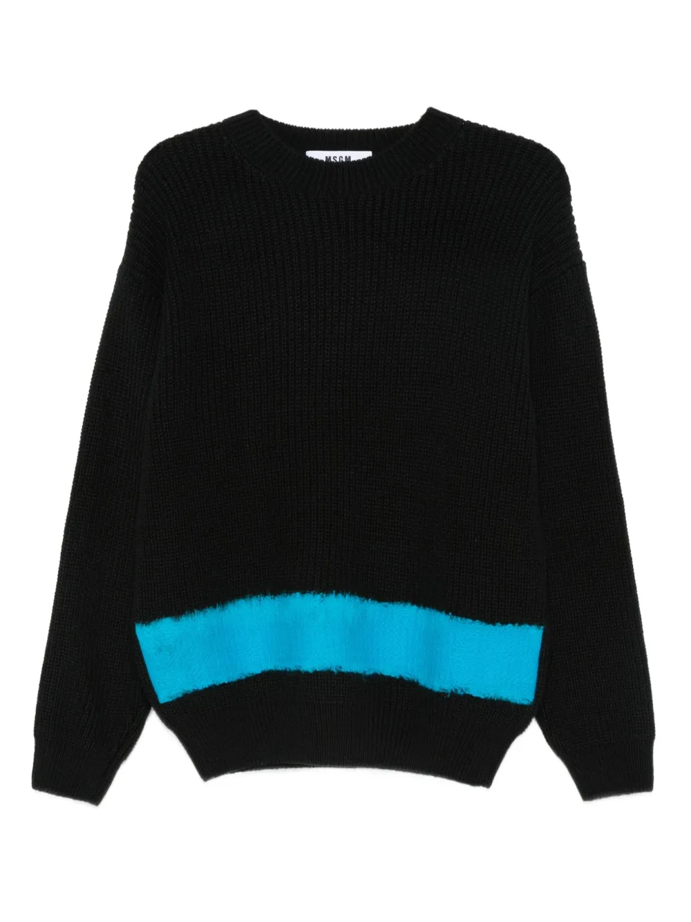 Msgm Ribbed Wool Sweater In Black