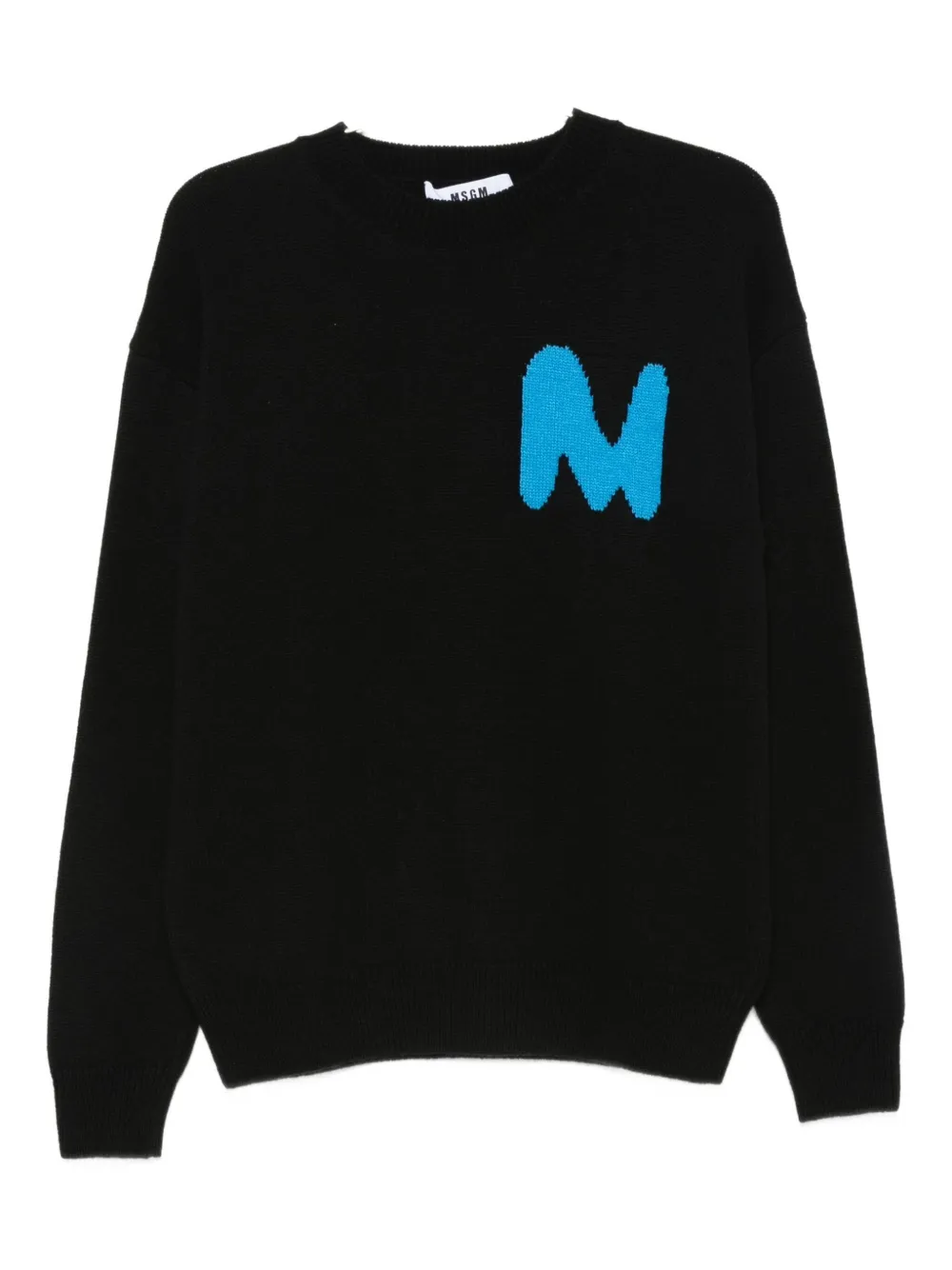 Msgm Crew-neck Logo Sweater In Black