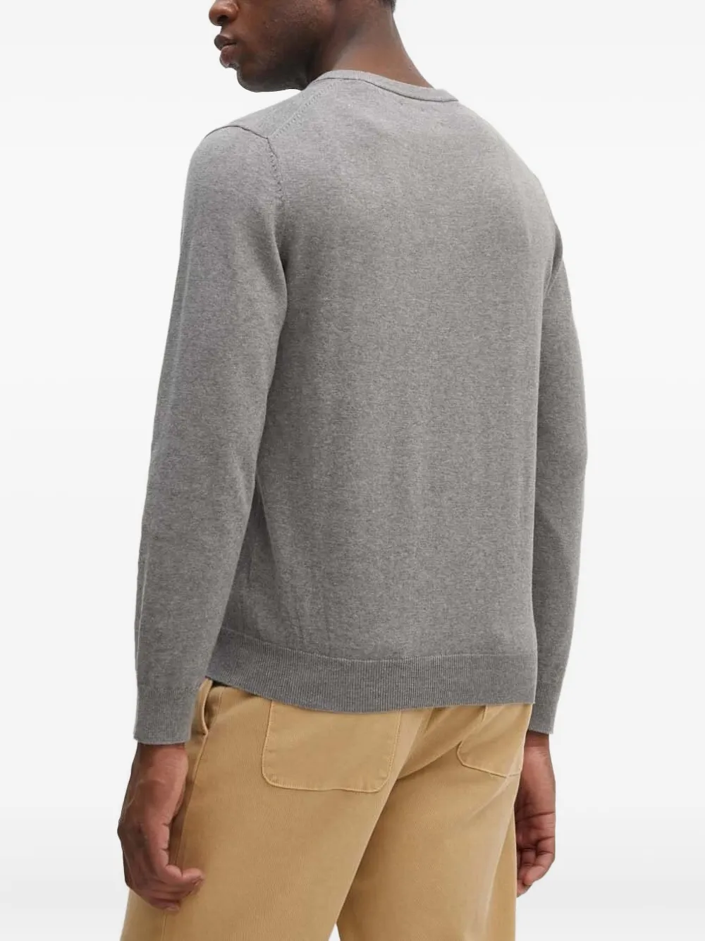 Gant v-neck logo-embroidered sweater Grijs
