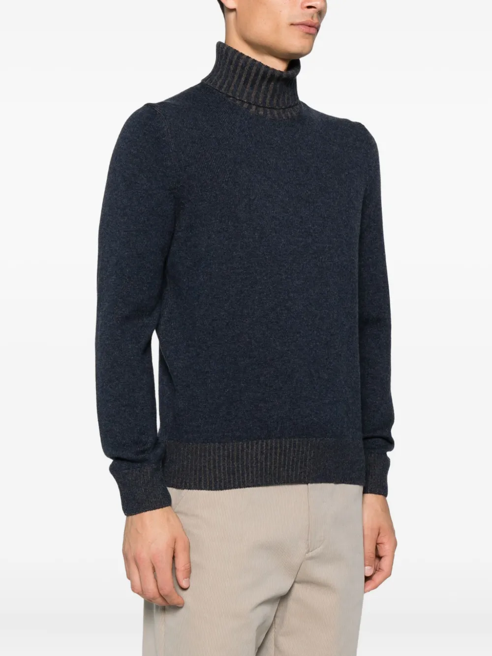 Gran Sasso turtleneck ribbed-hem sweater Blauw