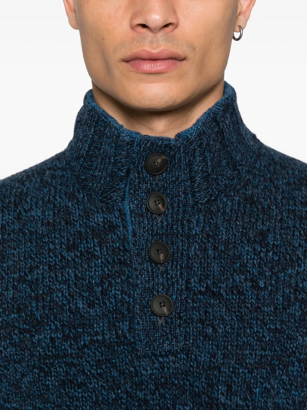 Gran Sasso mock-neck button cardigan Blauw