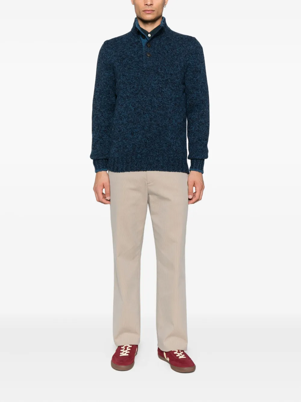 Gran Sasso mock-neck button cardigan Blauw