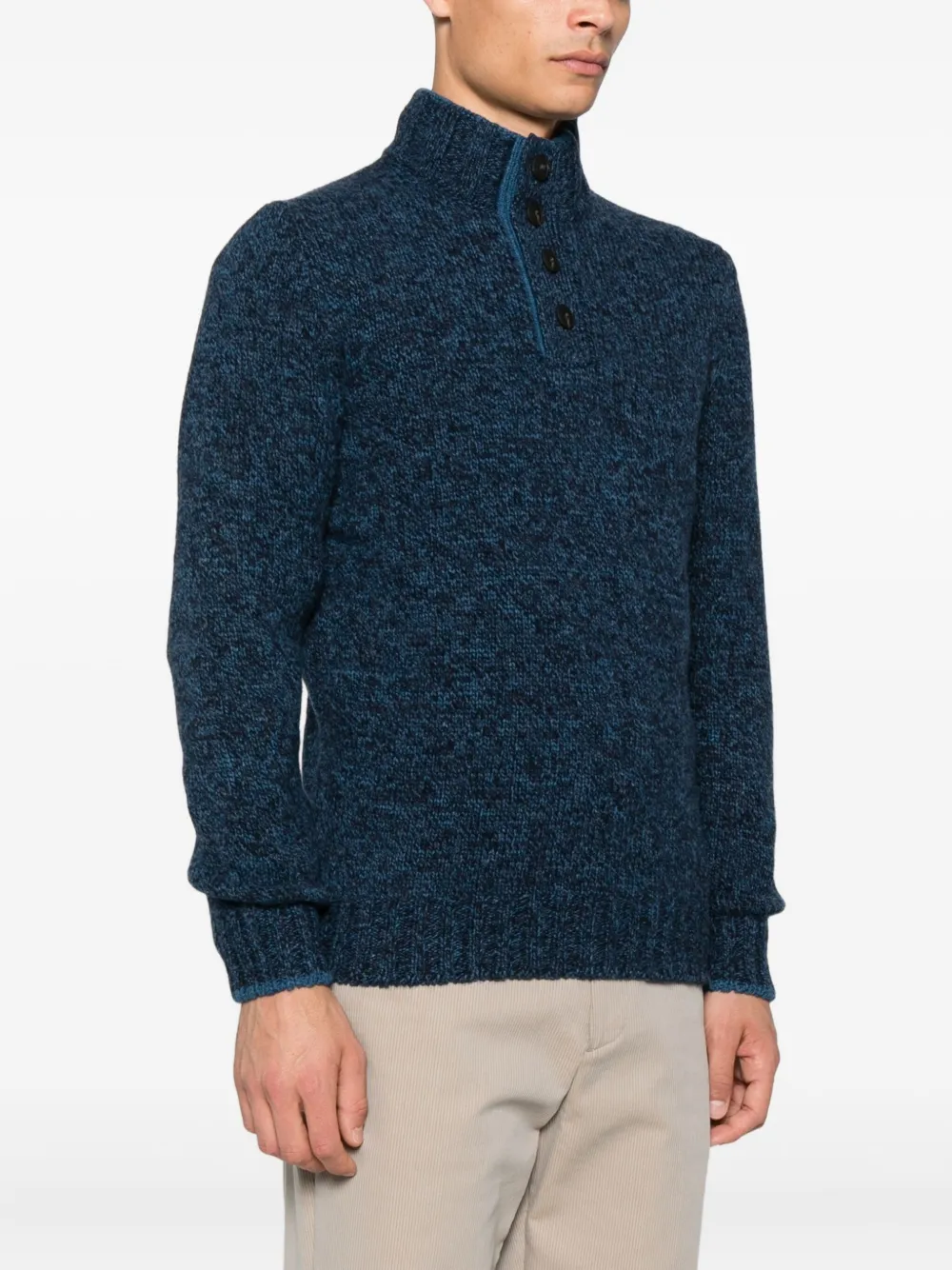 Gran Sasso mock-neck button cardigan Blauw