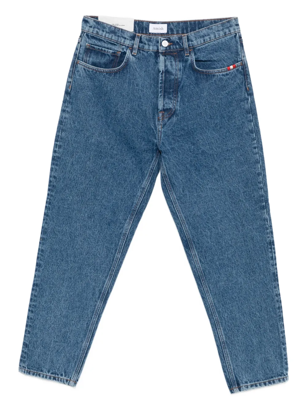 Amish Five-pockets Styling Straight-leg Jeans In Blue