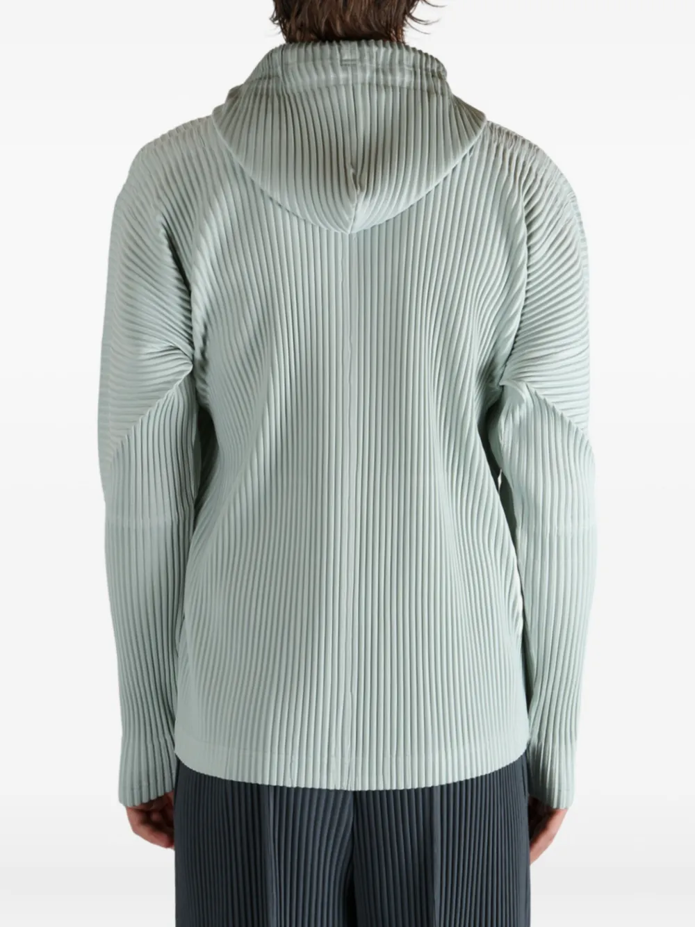 Issey Miyake Pleated Hooded Jacket In Green