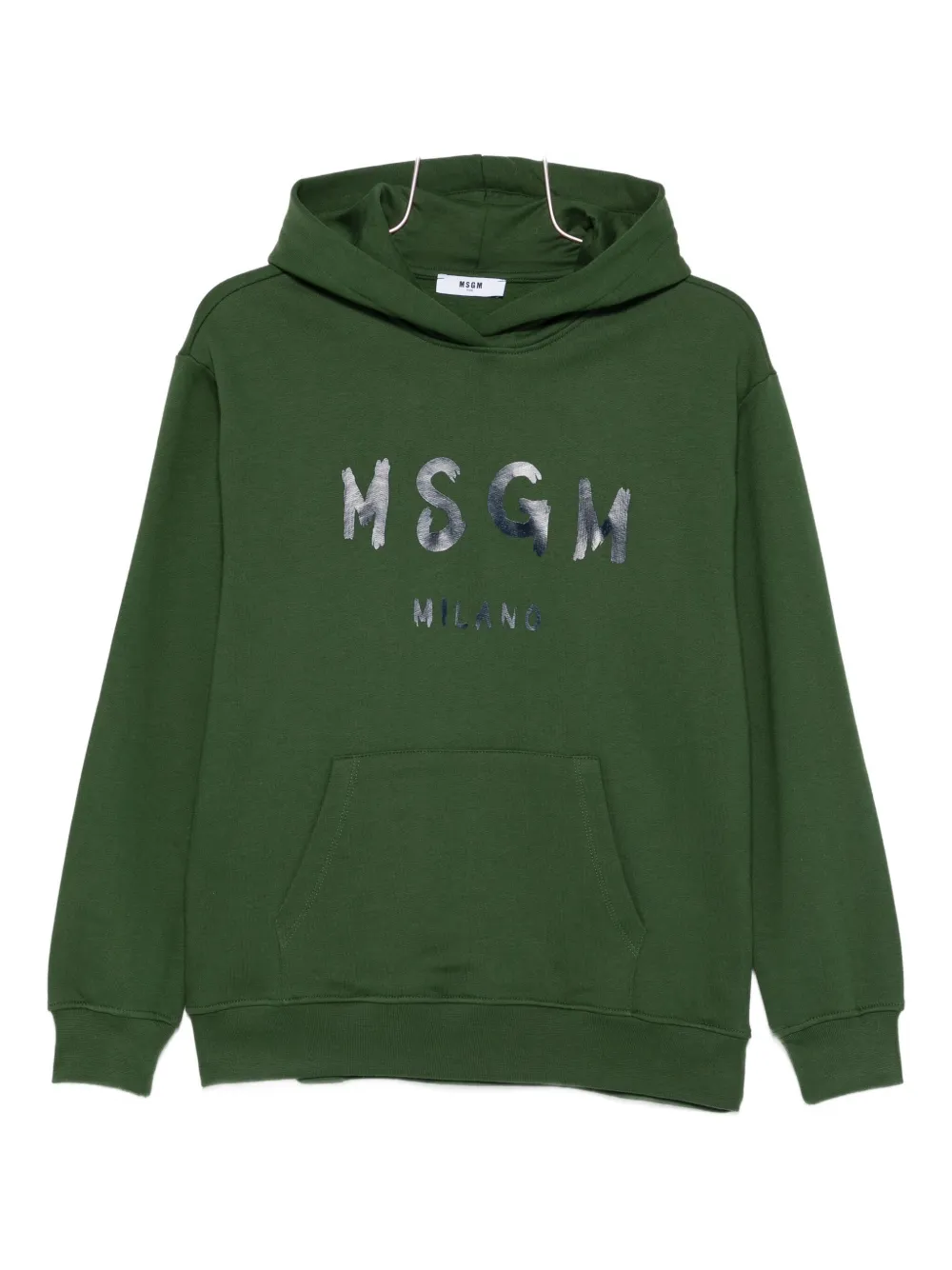 Msgm Logo-print Hoodie In Green