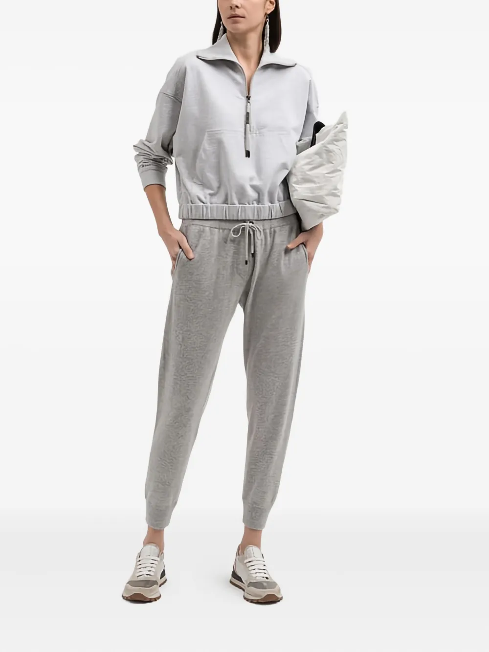 Brunello Cucinelli Drawstring Track Pants In Gray