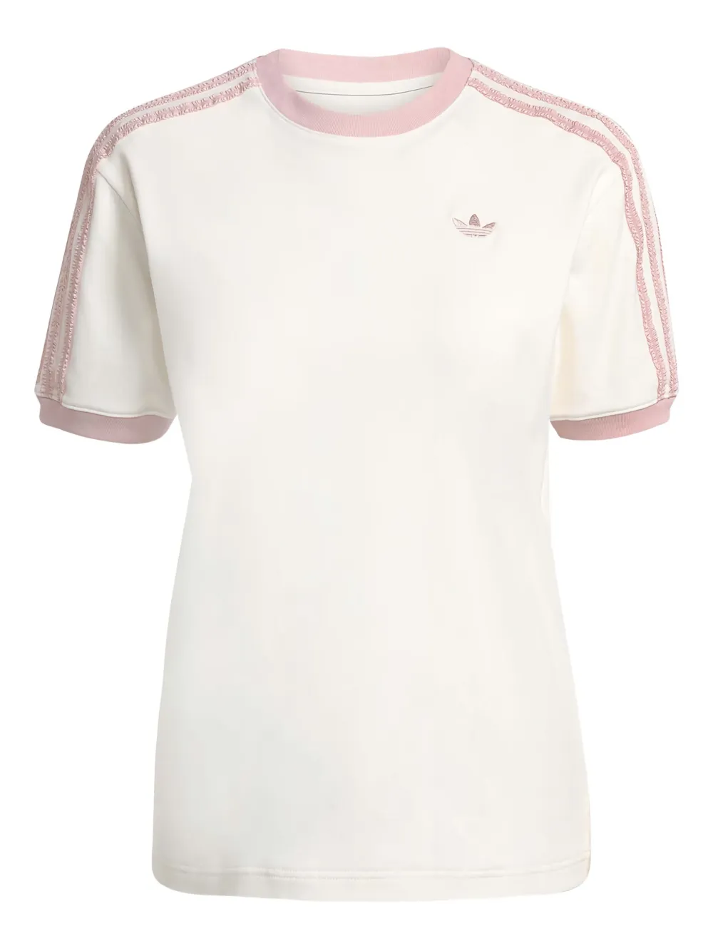 adidas T-shirt met drie strepen en ruches Wit