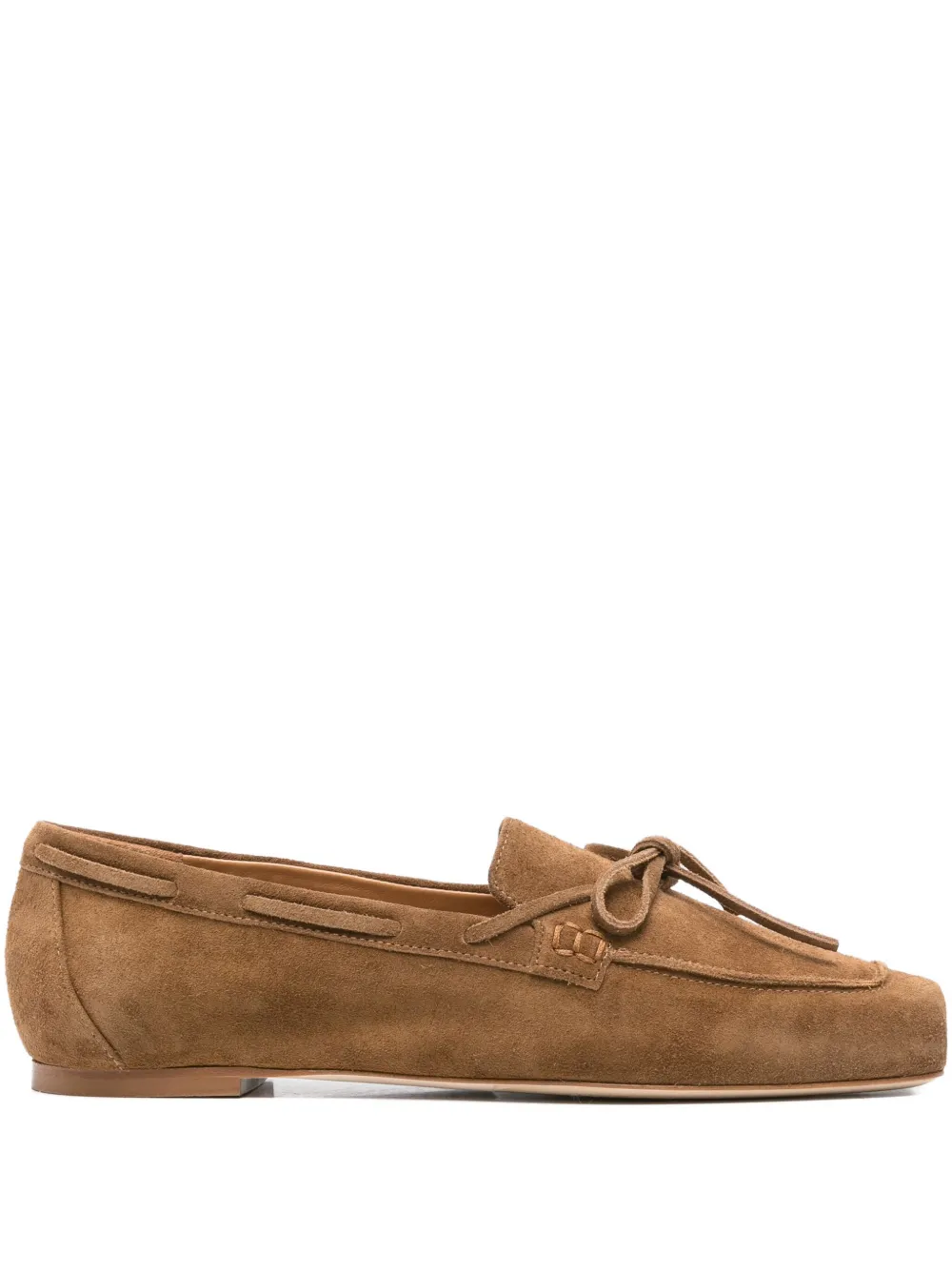 Aeyde Jasper bow-detail suede loafers Brown