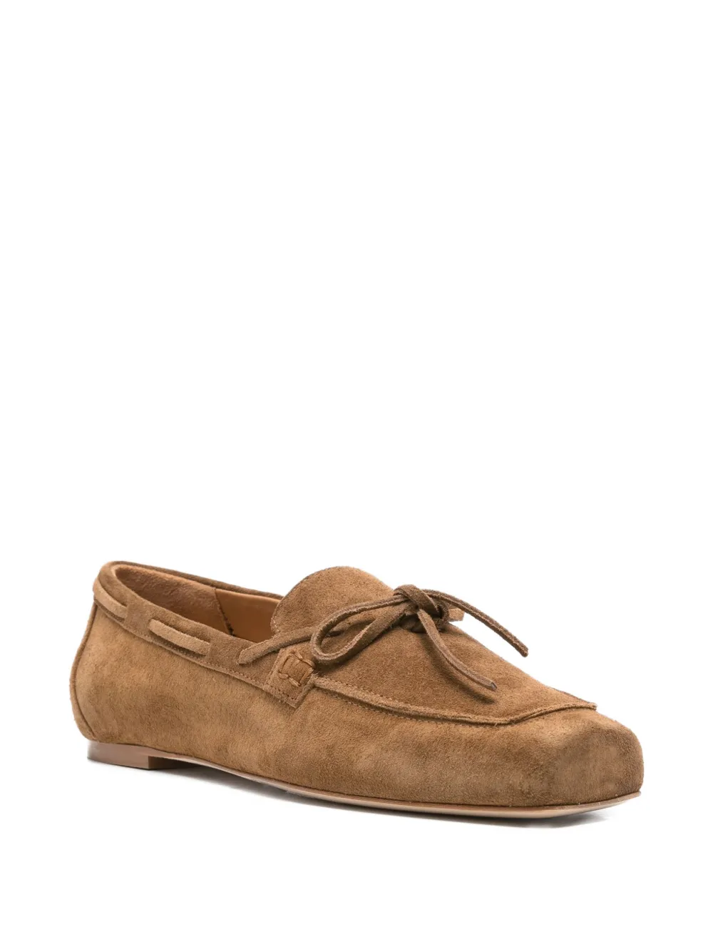 Aeyde Jasper bow-detail suede loafers - Bruin
