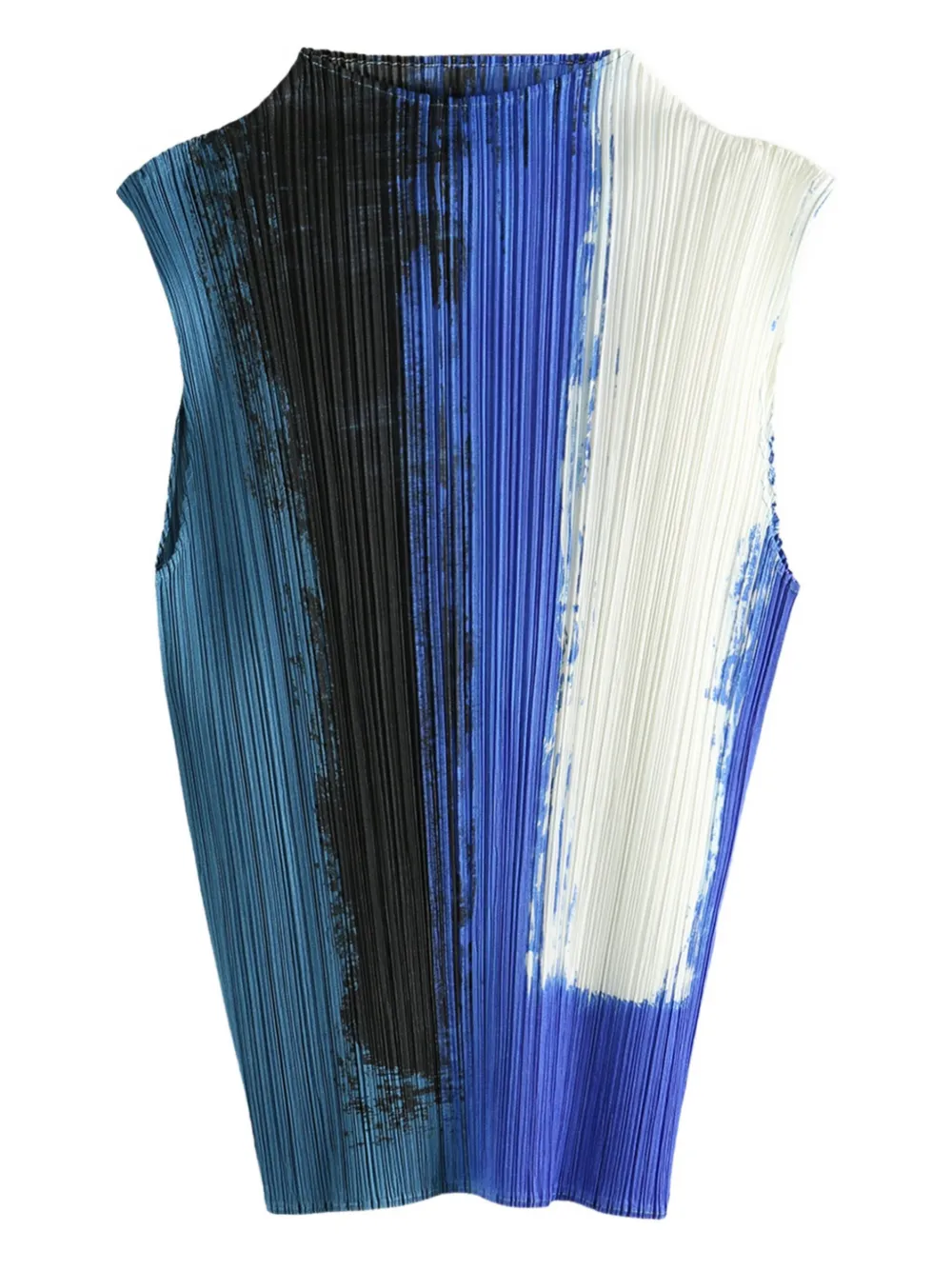 Pleats Please Issey Miyake paint-effect pleated top Blauw