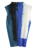 Pleats Please Issey Miyake paint-effect pleated top - Blue