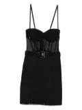 Elisabetta Franchi Tulle mesh-panel fringed dress - Black